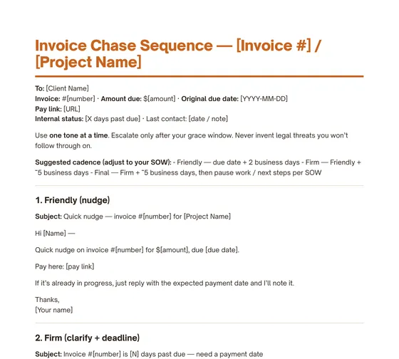 Invoice chase sequence page